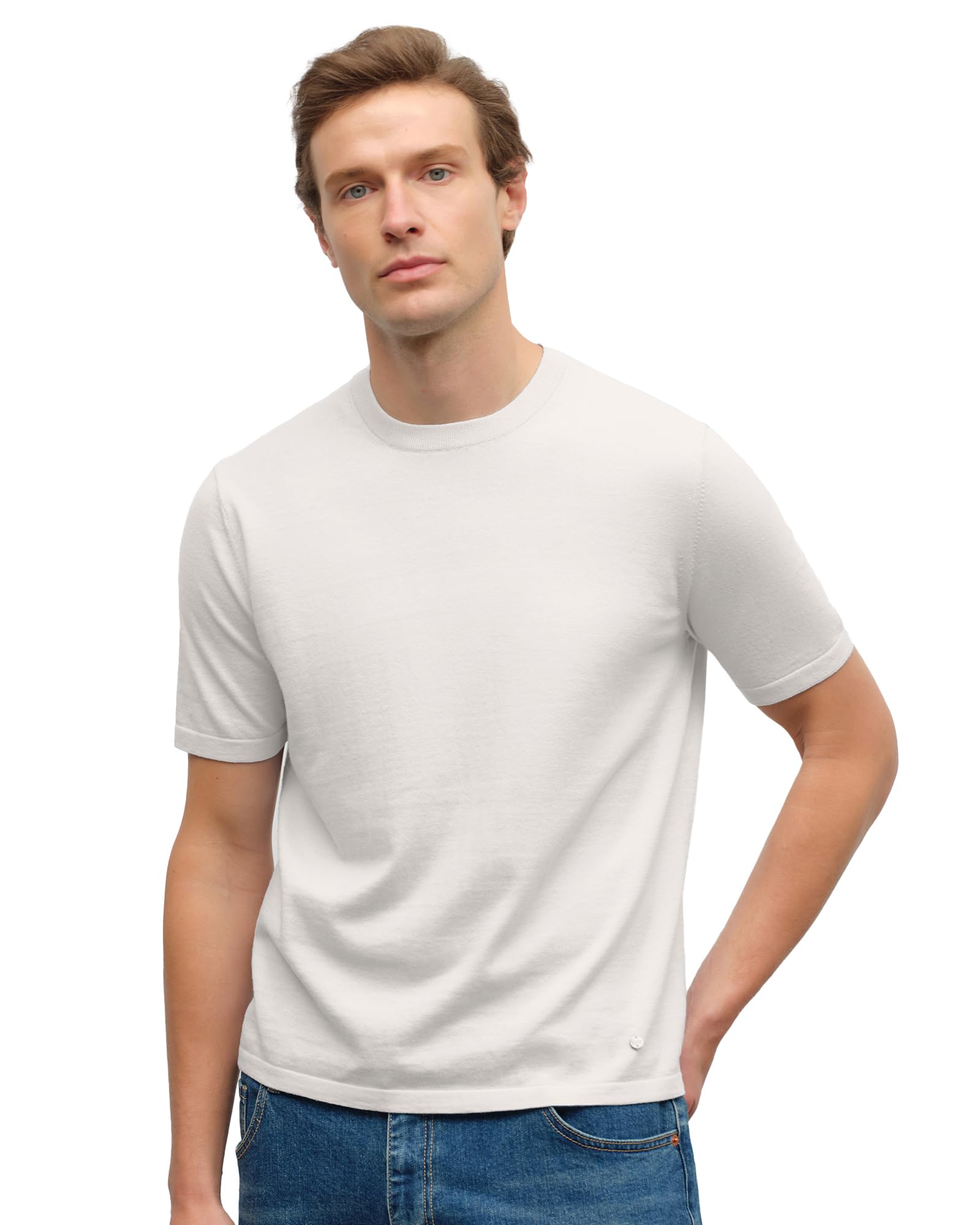 Men's Pima Cotton & Cashmere Knit Crewneck T-Shirt