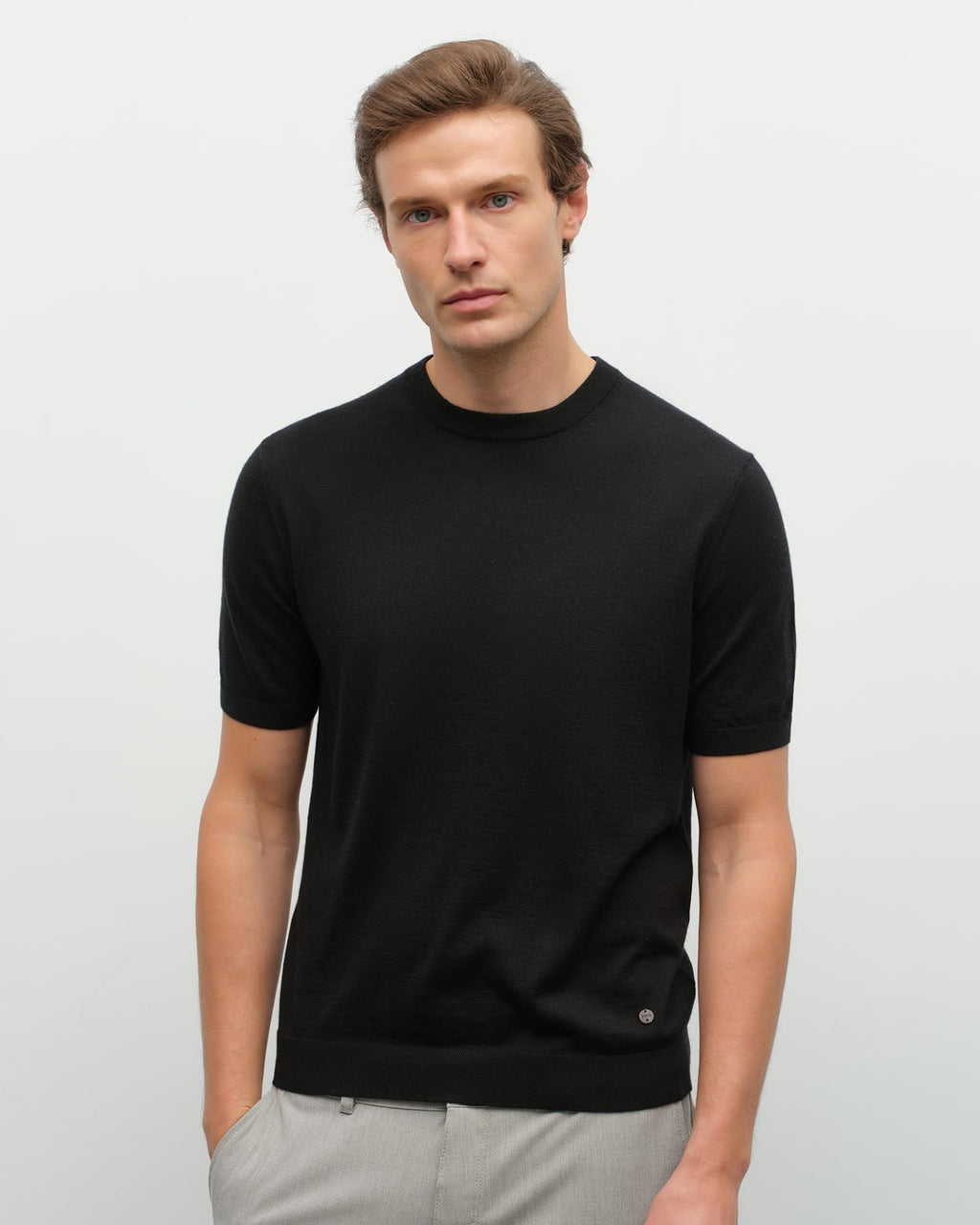 Men's 100% Cashmere Knit Crewneck T-Shirt