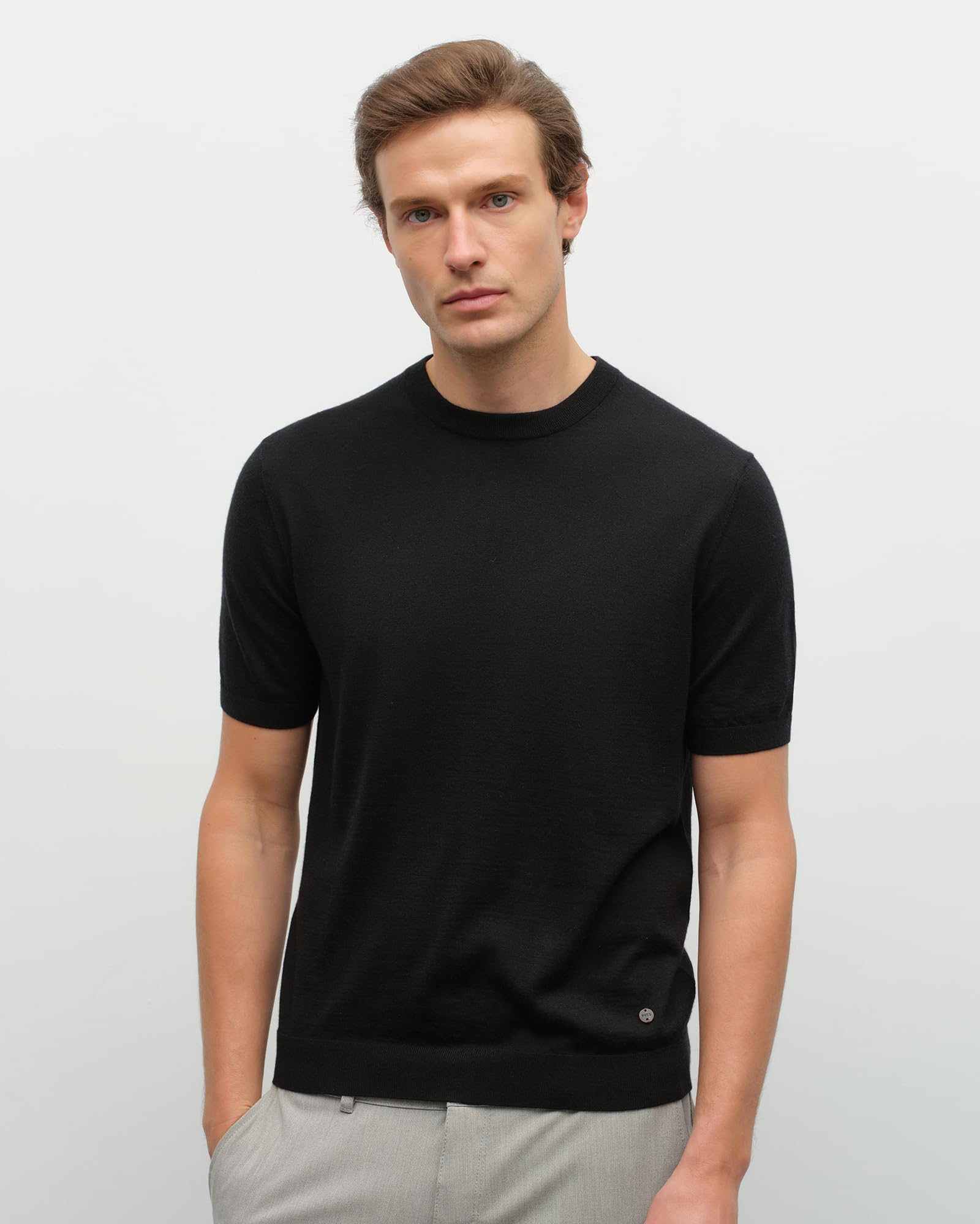 Men's 100% Cashmere Knit Crewneck T-Shirt