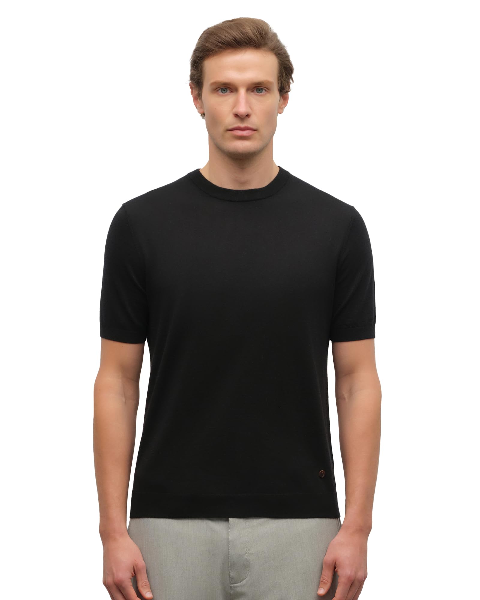 Men's 100% Cashmere Knit Crewneck T-Shirt