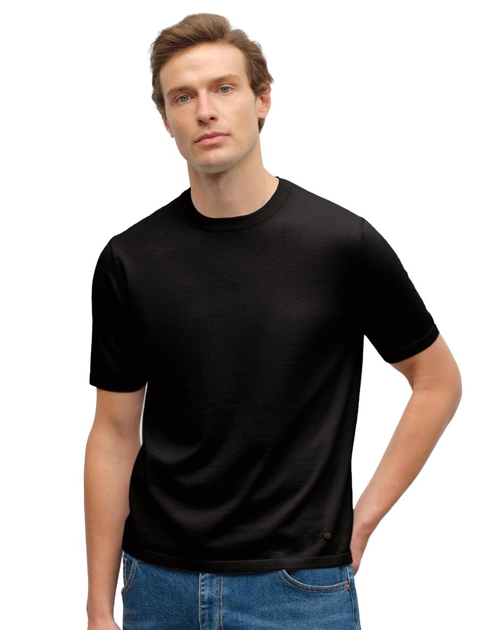 Men's Pima Cotton & Cashmere Knit Crewneck T-Shirt