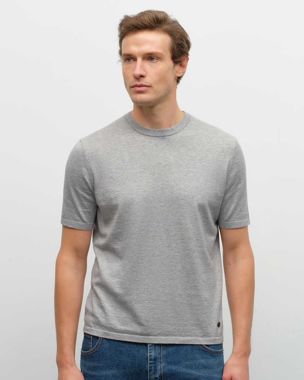 Men's Pima Cotton & Cashmere Knit Crewneck T-Shirt
