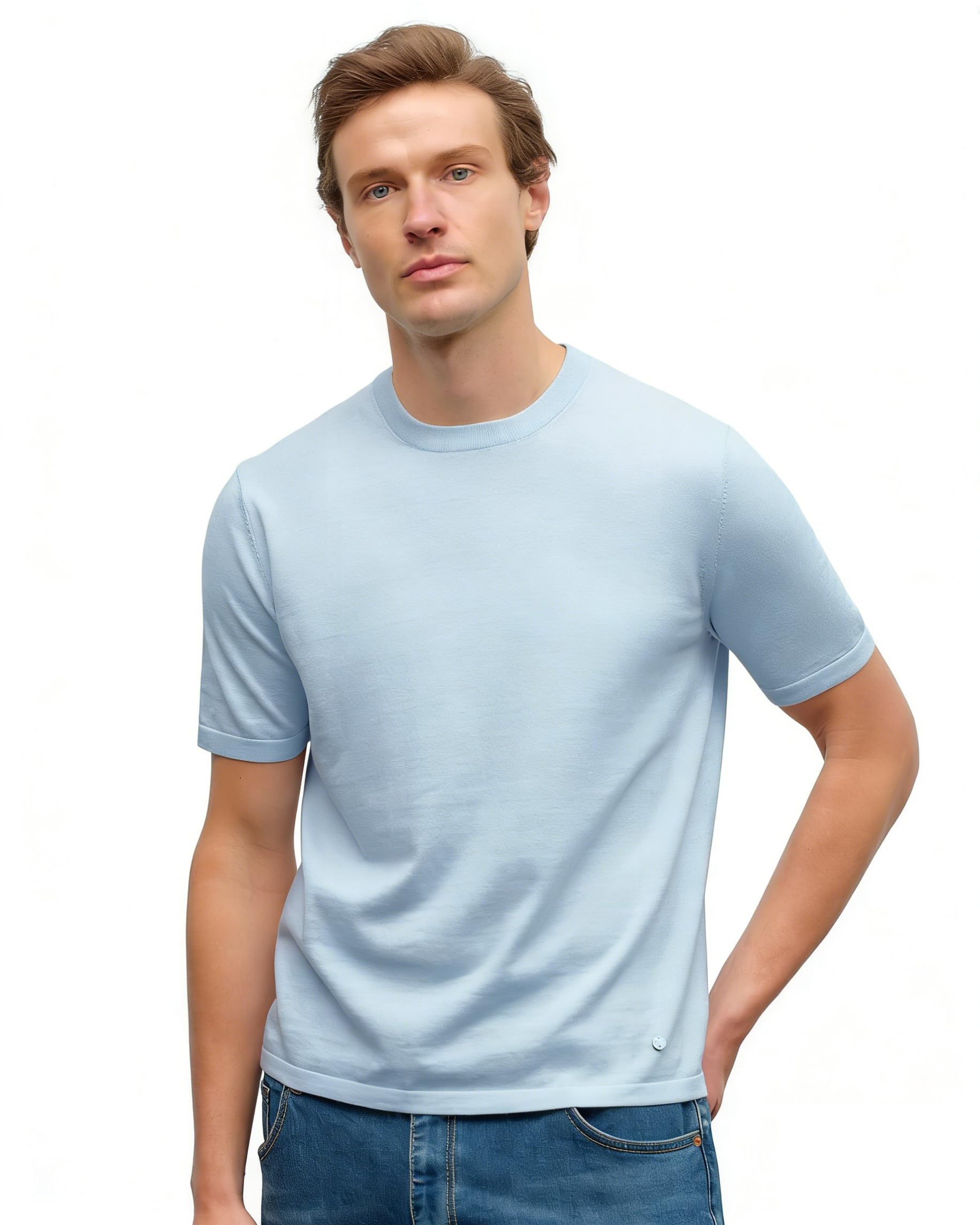 Men's Pima Cotton & Cashmere Knit Crewneck T-Shirt