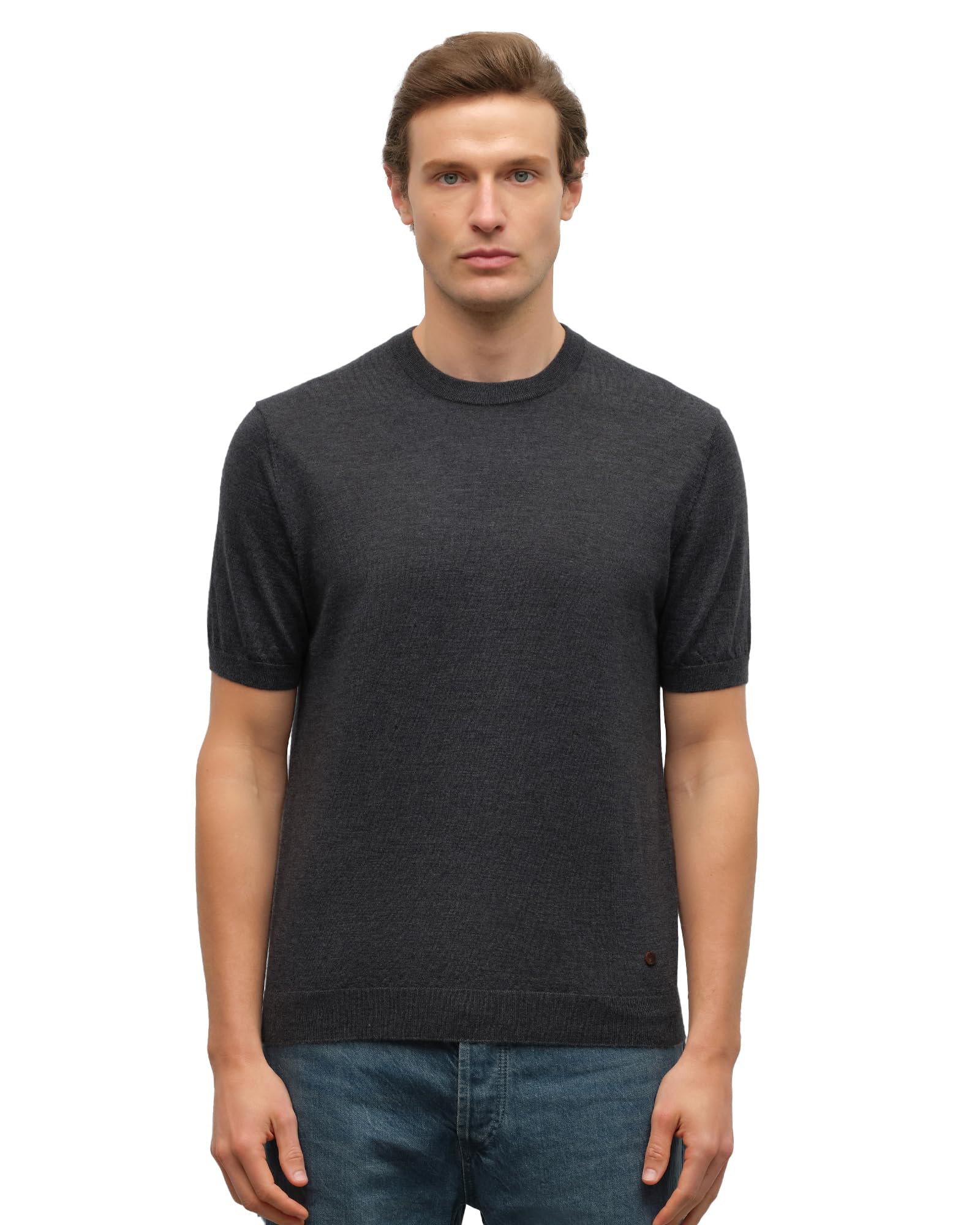 Men's 100% Cashmere Knit Crewneck T-Shirt