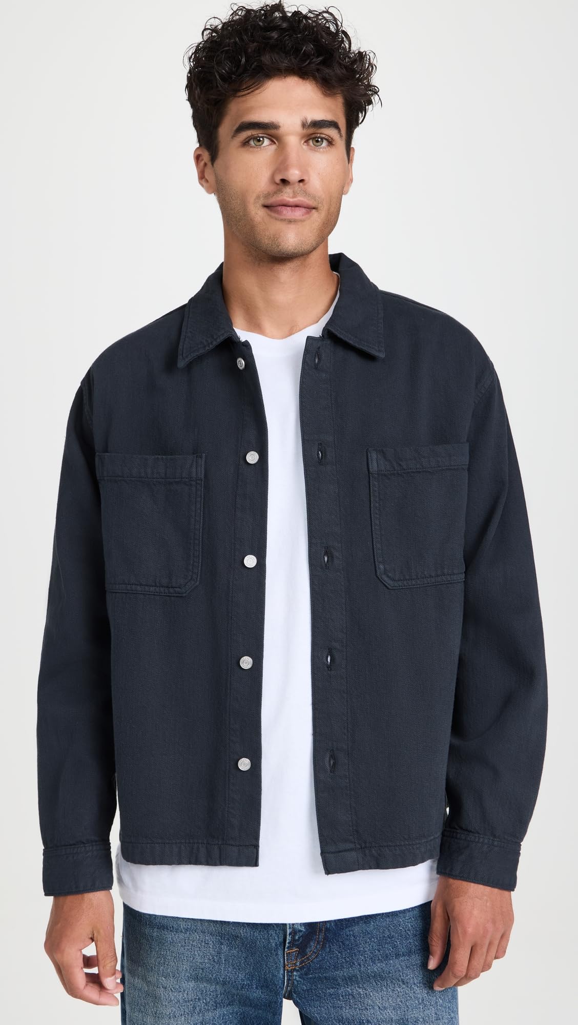 FRAME Men's Textured Terry Double Pocket Relaxed Shirt