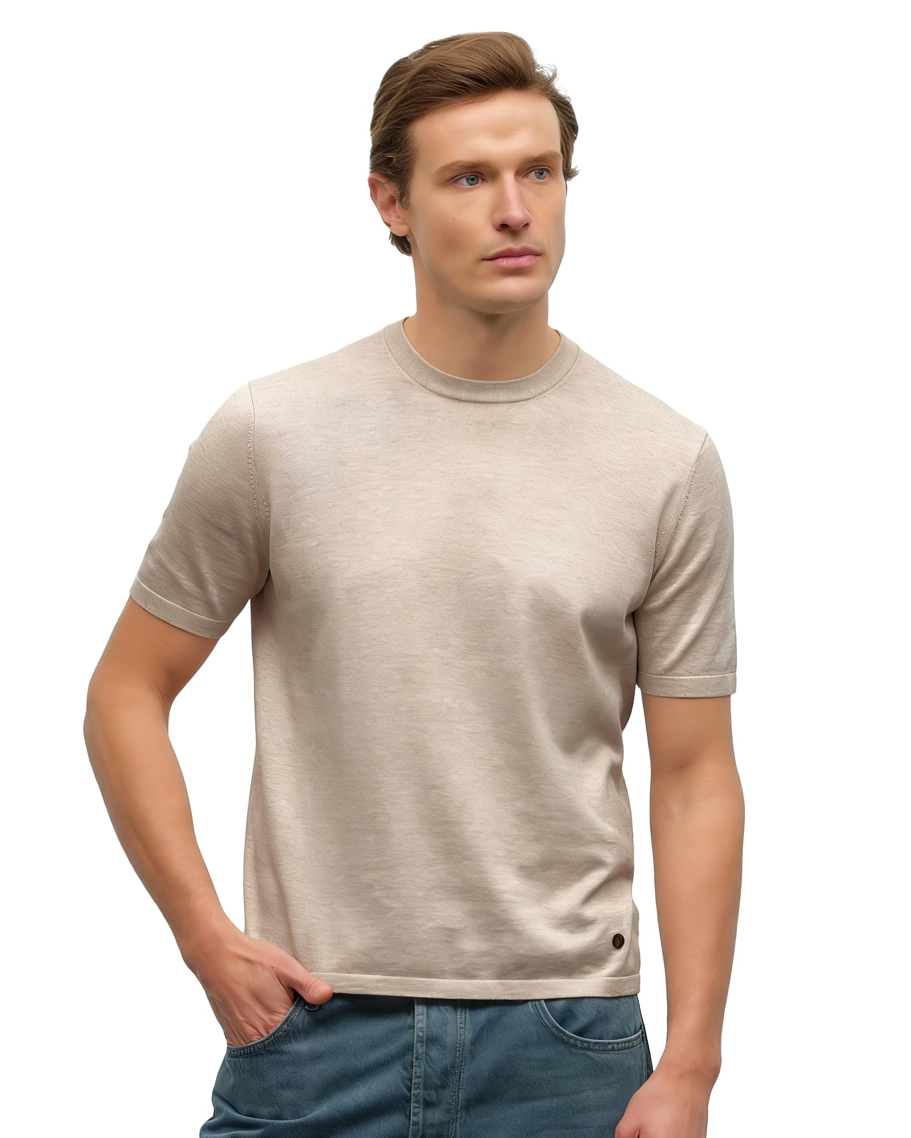 Men's Pima Cotton & Cashmere Knit Crewneck T-Shirt