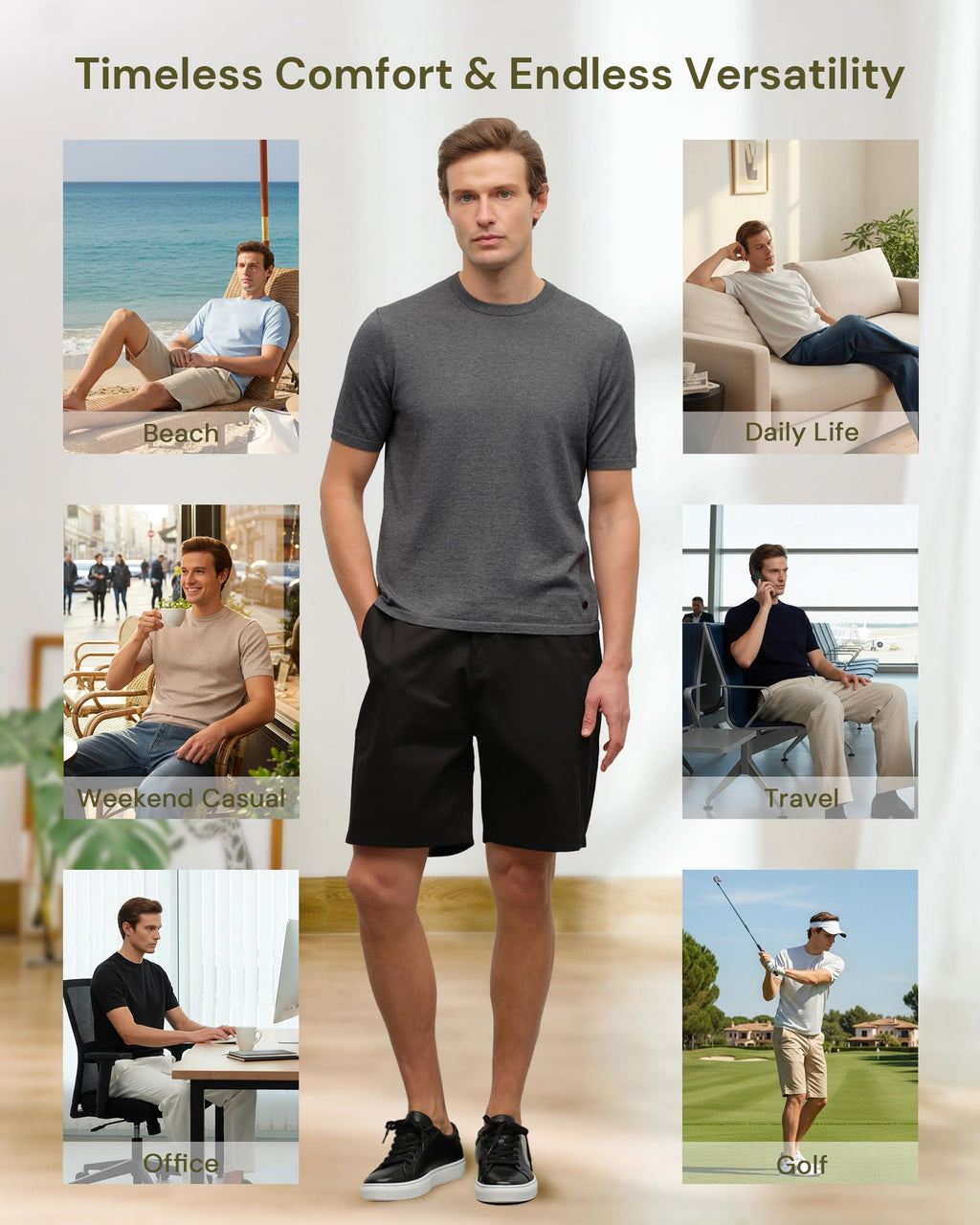 Men's Pima Cotton & Cashmere Knit Crewneck T-Shirt